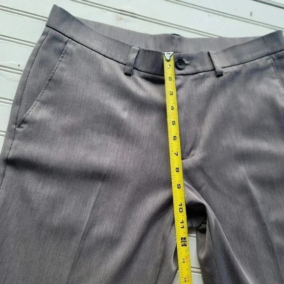 HAGGAR Mens Gray Flat Front Straight Fit Stretch Pants 34X29 - Picture 5 of 13
